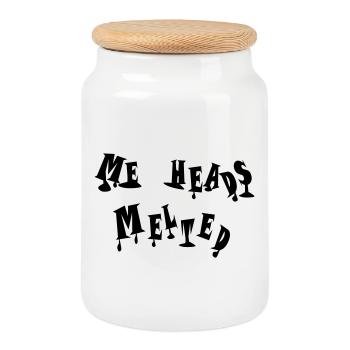 Me heads melted - Cookie Jar with Wooden Lid - white - Front