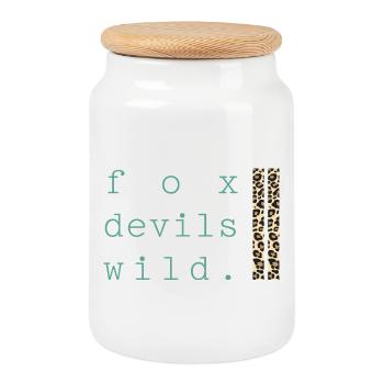 Diable Renard Léopard sauvage - Boîte à biscuits avec couvercle en bois - blanc - Devant