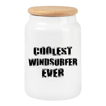 Coolster Windsurfer aller Zeiten - Keksdose mit Holzdeckel - Weiß - Vorne