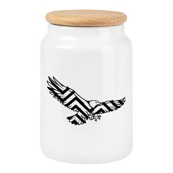 Eagle Geometric Polygon Logo - Cookie Jar with Wooden Lid - white - Front