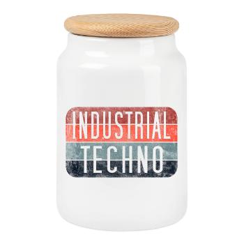 Industrial Techno Retro Gradient - Cookie Jar with Wooden Lid - white - Front