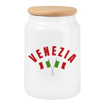 Venezia Italian Flags Emblem - Cookie Jar with Wooden Lid - white - Front