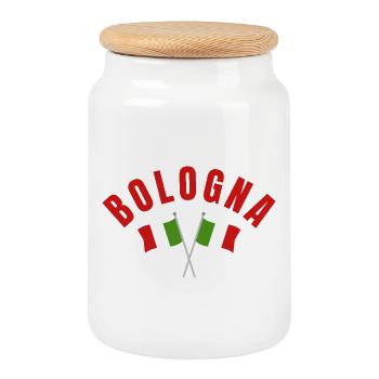 Emblème de Bologne avec drapeaux italiens croisés - Boîte à biscuits avec couvercle en bois - blanc - Devant