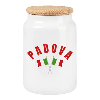 Padova Crossed Italian Flags - Cookie Jar with Wooden Lid - white - Front