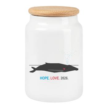Espoir d’ESPOIR Minimaliste Baleine 2026 | Wal Herz Design - Boîte à biscuits avec couvercle en bois - blanc - Devant