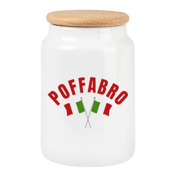 Poffabro Italian Flags  - Cookie Jar with Wooden Lid - white - Front