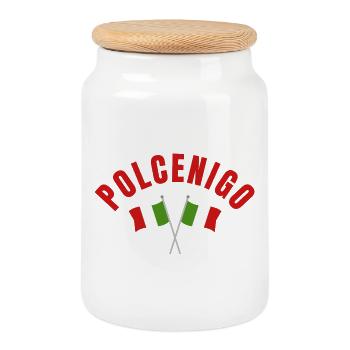 Emblème des drapeaux italiens de Polcenigo - Boîte à biscuits avec couvercle en bois - blanc - Devant