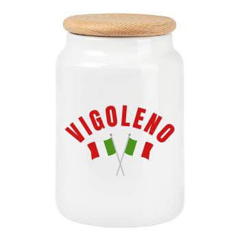 Vigoleno a franchi les drapeaux italiens - Boîte à biscuits avec couvercle en bois - blanc - Devant