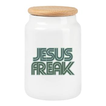 Graphique rétro de Jésus Freak - Boîte à biscuits avec couvercle en bois - blanc - Devant