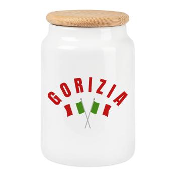 Gorizia a traversé les drapeaux italiens - Boîte à biscuits avec couvercle en bois - blanc - Devant