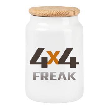 4x4 FREAK Orange X Logo - Cookie Jar with Wooden Lid - white - Front