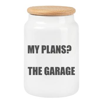 My plans? Car lover car guy mechanic - Keksdose mit Holzdeckel - Weiß - Vorne