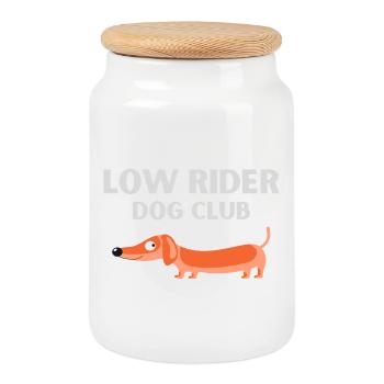 Club canin Teckel - Boîte à biscuits avec couvercle en bois - blanc - Devant