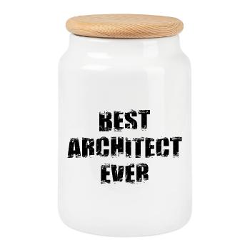 Architekt - Keksdose mit Holzdeckel - Weiß - Vorne