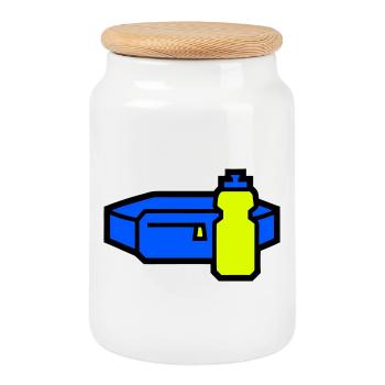Courroir de ceinture d’hydratation pratique - Boîte à biscuits avec couvercle en bois - blanc - Devant