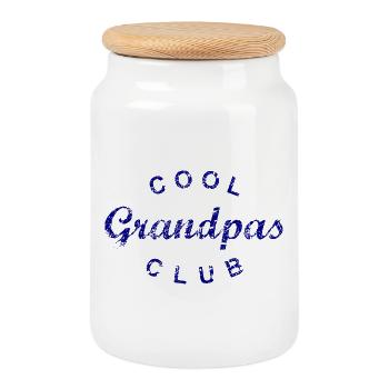 Cool Grandpas Club Grandpa Birthday Father's Day - Cookie Jar with Wooden Lid - white - Front