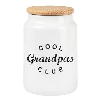 Cool Grandpas Club Grandpa Birthday Father's Day - Cookie Jar with Wooden Lid - white - Front