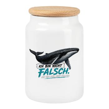 Déclaration sur la baleine à bosse – Je me trompe ici - Boîte à biscuits avec couvercle en bois - blanc - Devant