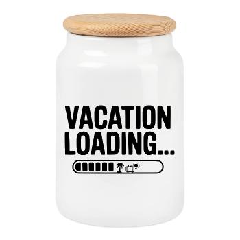 Vacation Loading... - Cookie Jar with Wooden Lid - white - Front