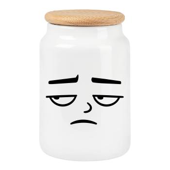 Mürrisches Trauriges Enttäuschtes Gesicht Lustig - Boîte à biscuits avec couvercle en bois - blanc - Devant