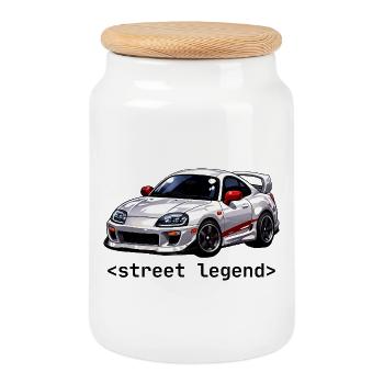 Légende de la rue JDM des années 90 - Boîte à biscuits avec couvercle en bois - blanc - Devant