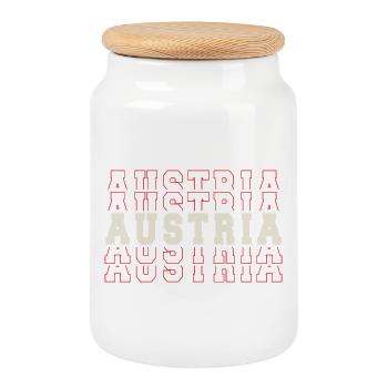 Austria Austria Football Sports Fan Flag Pride - Cookie Jar with Wooden Lid - white - Front