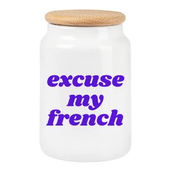 Pardonnez-moi l’expression - Boîte à biscuits avec couvercle en bois - blanc - Devant