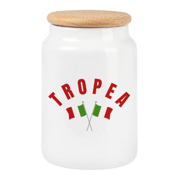 TROPEA Italian Flag Crest - Cookie Jar with Wooden Lid - white - Front