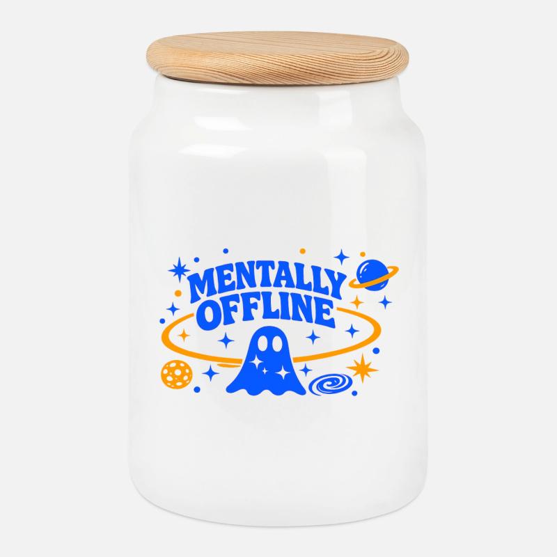 MENTALLY OFFLINE - Keksdose mit Holzdeckel - Weiß
