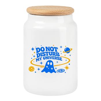 NE DÉRANGE PAS MON UNIVERS - Boîte à biscuits avec couvercle en bois - blanc - Devant