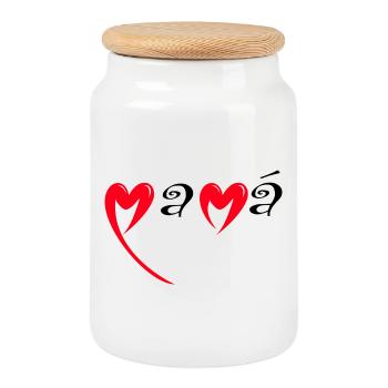 Herzlichen Glückwunsch zum Geburtstag Mama Rotes Herz Liebe Mutter Mama - Keksdose mit Holzdeckel - Weiß - Vorne