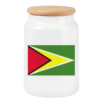 Drapeau du Guyana - Boîte à biscuits avec couvercle en bois - blanc - Devant