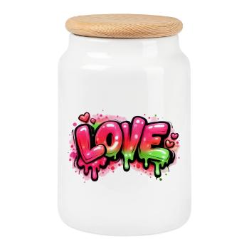 Love - Keksdose mit Holzdeckel - Weiß - Vorne