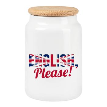 Für alle Lehrer die gerne "In english please" sage - Keksdose mit Holzdeckel - Weiß - Vorne