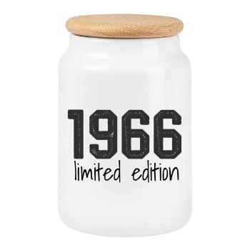 Édition limitée 1966 Rétro Anniversaire Vintage - Boîte à biscuits avec couvercle en bois - blanc - Devant