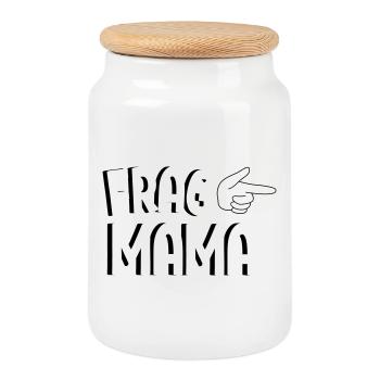 Ask Mom – Funny Family Saying Design - Cookie Jar with Wooden Lid - white - Front