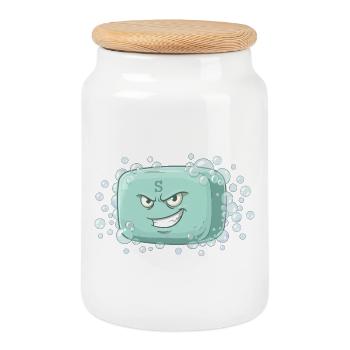 Soap Hero S – Green Bath Dream - Cookie Jar with Wooden Lid - white - Front