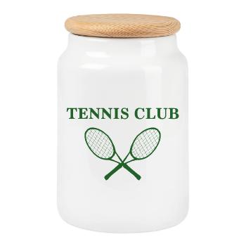 Tennis club emblem with rackets - Cookie Jar with Wooden Lid - white - Front