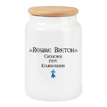 Régime breton gourmand - Humour - Boîte à biscuits avec couvercle en bois - blanc - Devant