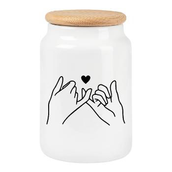 Pinky Promise Best Friends - Cookie Jar with Wooden Lid - white - Front