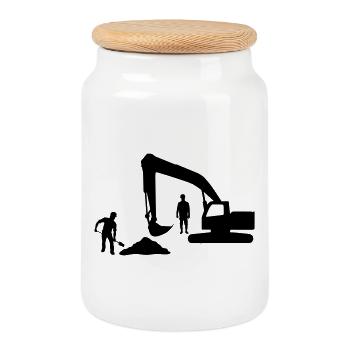 Équipe de camions-benne – Ouvriers des sables - Boîte à biscuits avec couvercle en bois - blanc - Devant