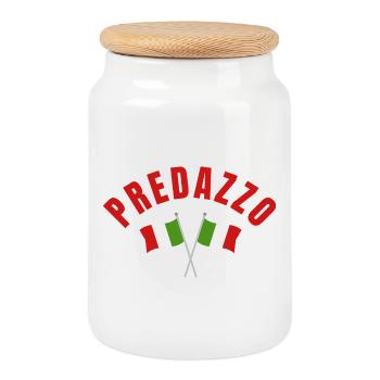 Predazzo Italian Flags  - Cookie Jar with Wooden Lid - white - Front
