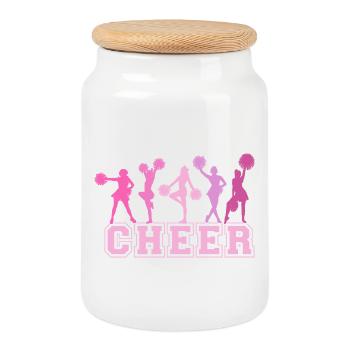 Cheer Squad Cheerleader Sport Mädchen - Keksdose mit Holzdeckel - Weiß - Vorne