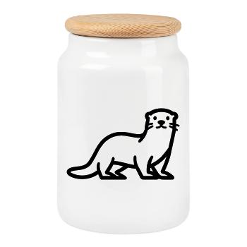 Otter - Keksdose mit Holzdeckel - Weiß - Vorne