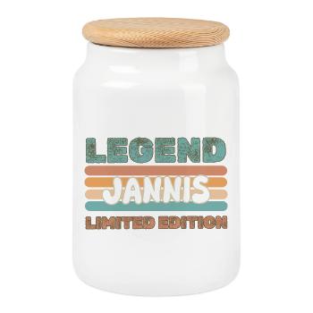 Dire Jannis - Boîte à biscuits avec couvercle en bois - blanc - Devant