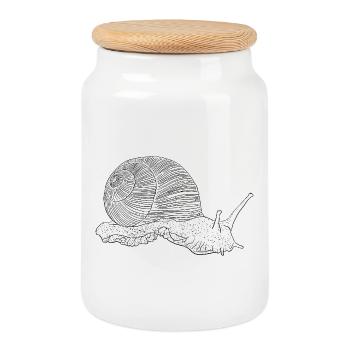 Escargot de vignoble, motif animal dessiné à la main - Boîte à biscuits avec couvercle en bois - blanc - Devant