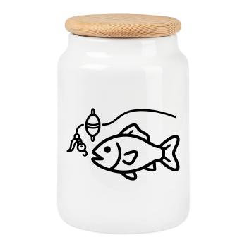 Pêche à l’hameçon Pêcheur pêcheur - Boîte à biscuits avec couvercle en bois - blanc - Devant