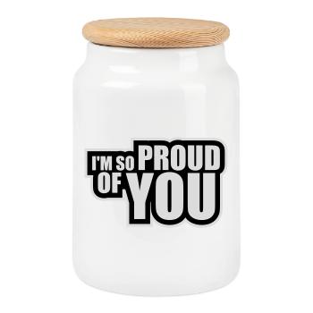 I'm So Proud Of You Herzlich Ermutigend Spruch - Keksdose mit Holzdeckel - Weiß - Vorne