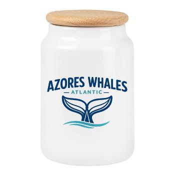 Chemise de voyage gravure sur bois de la Fluke de la Baleine des Açores - Boîte à biscuits avec couvercle en bois - blanc - Devant