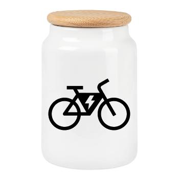 Vélo électrique, vélo électrique, tour à vélo - Boîte à biscuits avec couvercle en bois - blanc - Devant